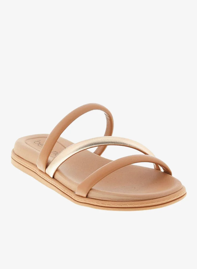 Beira Rio Ladies Flat Sandals Beige | Made In Brazil