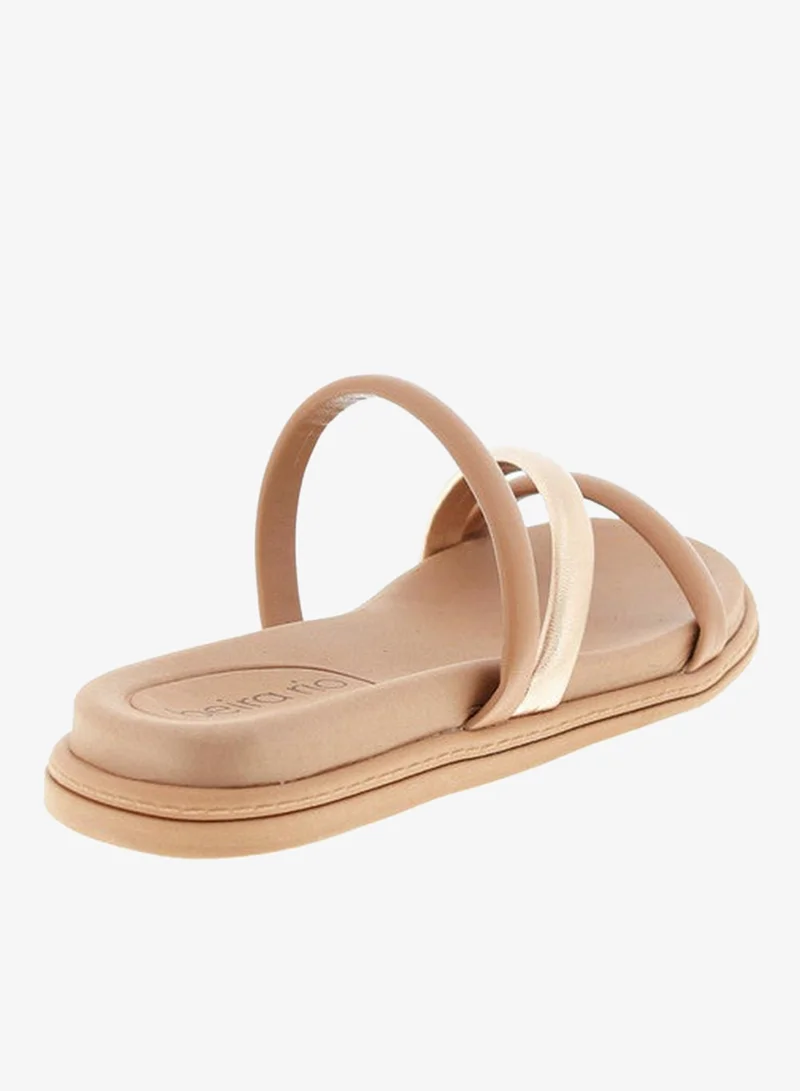 Beira Rio Beige Beira Rio Ladies Flat Sandals Beige | Made In Brazil for Women | Best Price UAE