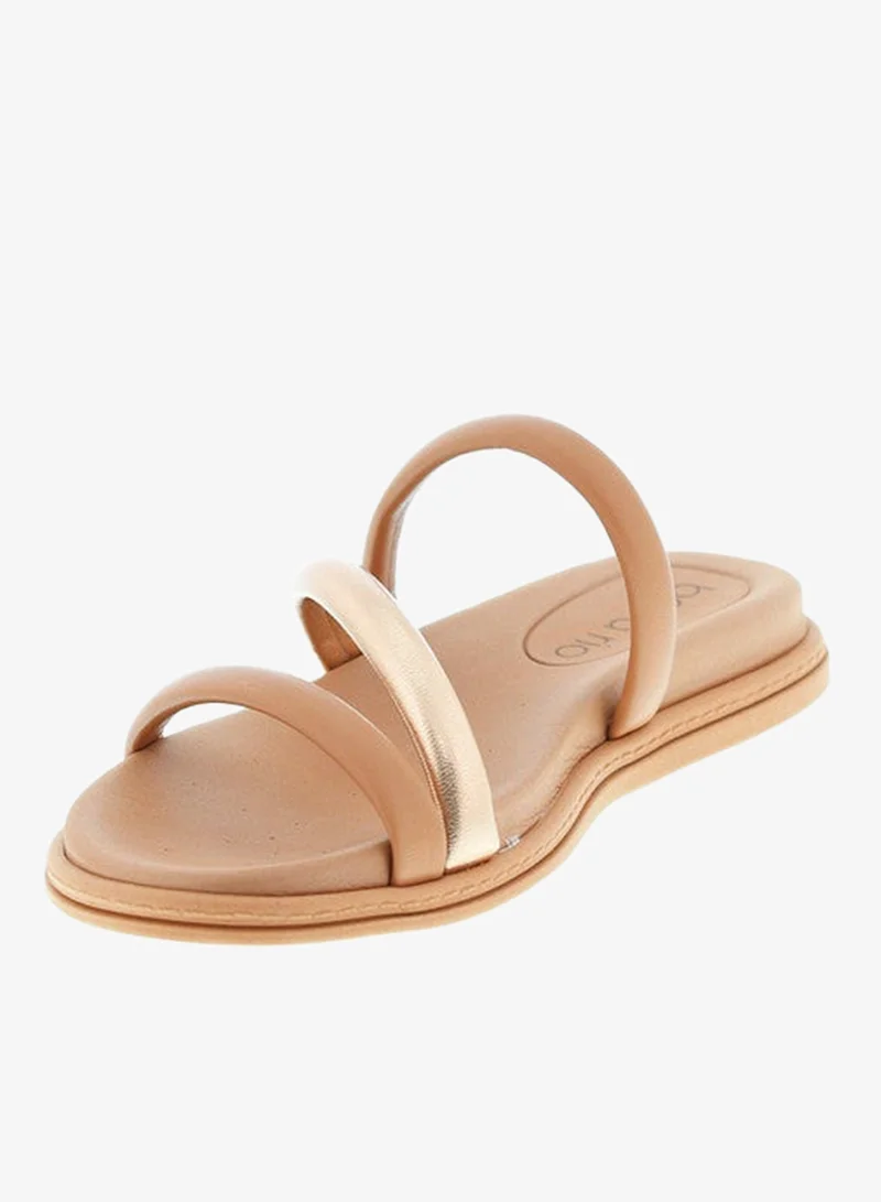 Beira Rio Beige Beira Rio Ladies Flat Sandals Beige | Made In Brazil for Women | Best Price UAE