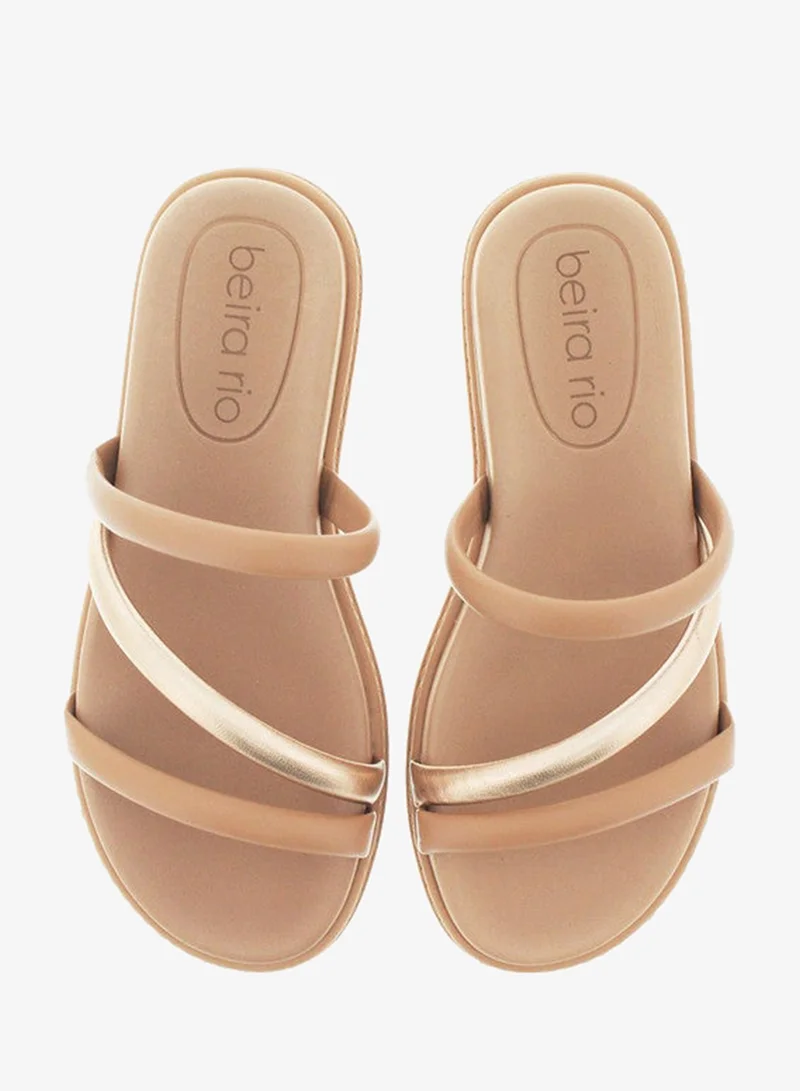 Beira Rio Beige Beira Rio Ladies Flat Sandals Beige | Made In Brazil for Women | Best Price UAE