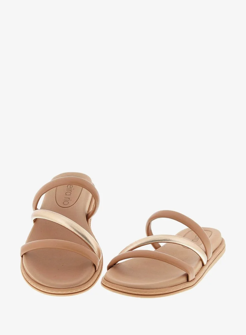 Beira Rio Beige Beira Rio Ladies Flat Sandals Beige | Made In Brazil for Women | Best Price UAE