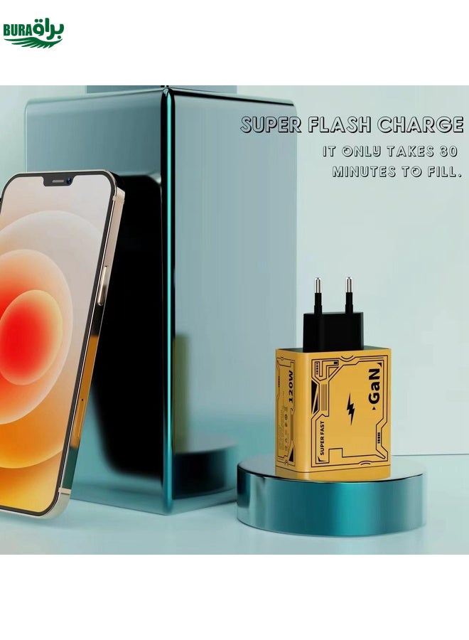 BURAQ HX111 120W USB, Type-C GaN Ultra-fast Charger(UK Plug) - Image 4
