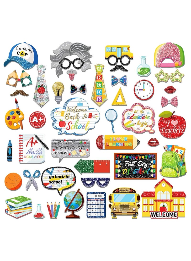 45 Pieces Back to School Photo Booth Props Welcome Back to School Photo Props First Day of School Party Decoration Welcome Back Photo Props for Classroom Decor Party Supplies