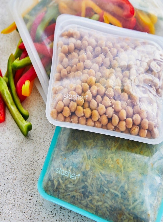 ستاشر حقيبة طعام سيليكون قابلة لإعادة الاستخدام من ستاشر، مناسبة للساندويتشات والوجبات الخفيفة والطهي بتقنية السو ڤيد، حقيبة تخزين (شفافة، كومبو متوسط) - Image 5