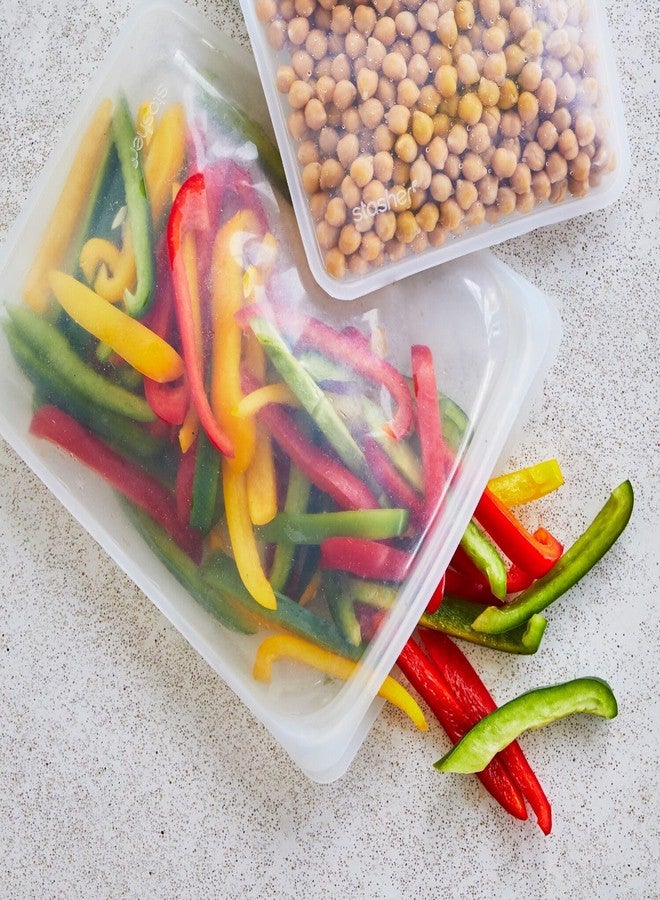 ستاشر حقيبة طعام سيليكون قابلة لإعادة الاستخدام من ستاشر، مناسبة للساندويتشات والوجبات الخفيفة والطهي بتقنية السو ڤيد، حقيبة تخزين (شفافة، كومبو متوسط) - Image 4