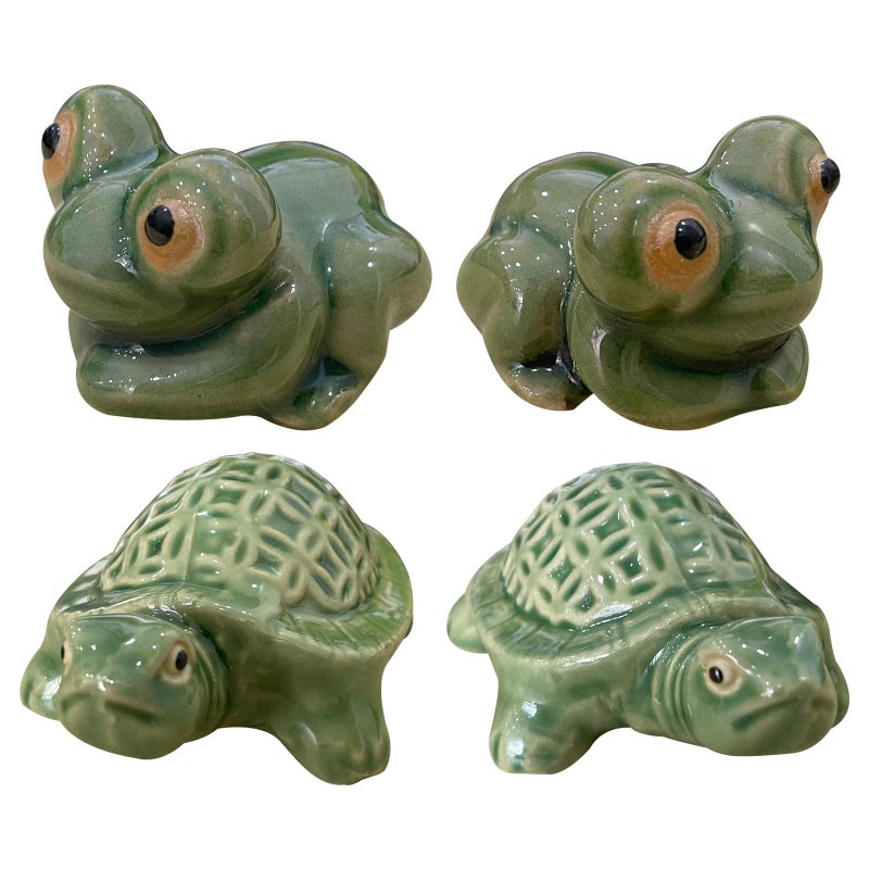 LJZP 4Pcs Toilet Bolt Caps, Ceramic Toilet Bolt Covers Frog & Turtle Toilet Bolt Covers Decorative, Toilet Floor Bolt Caps for Bathroom Cute Decor - Image 1