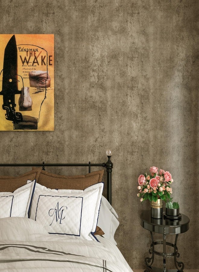 LaCheery Metallic Brown Concrete Wallpaper Peel and Stick Textured Concrete Wallpaper for Bedroom Waterproof Cement Contact Paper for Walls Cabinets Kitchen Bathroom Self Adhesive Wall Paper 15.8"x80" - Image 2