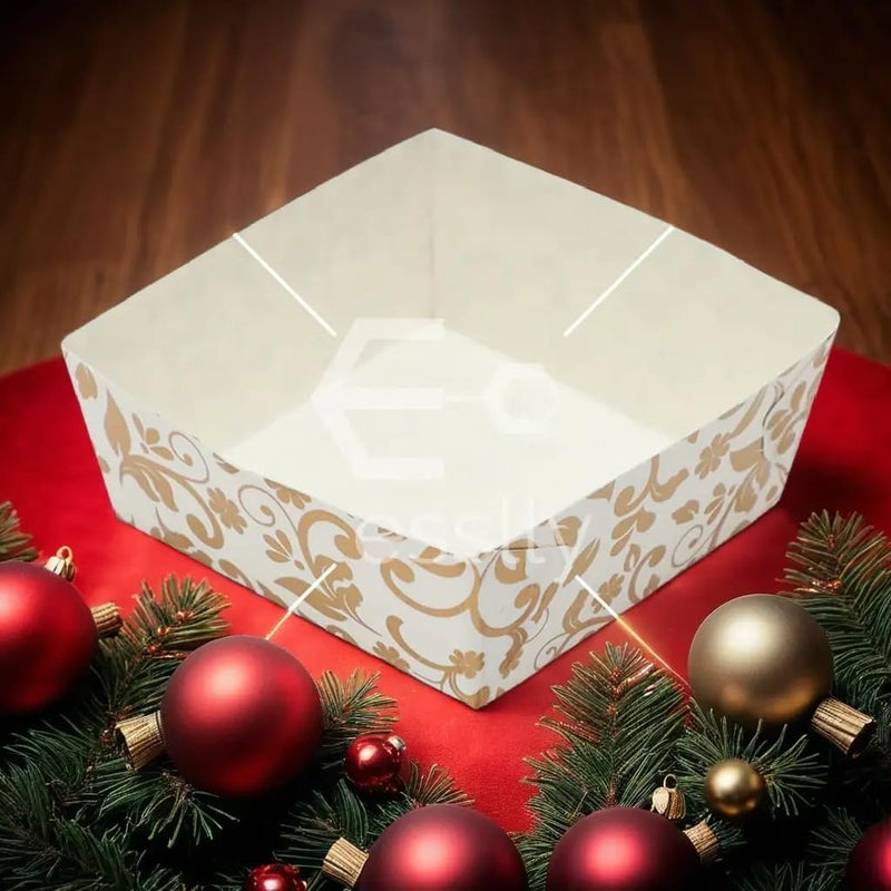 Esslly Bake N Serve Paper Disposable Brownie Mould Gold Floral Design50 x 50 x 2540g Capacity Pack of 50 Perfect for Baking Serving with Style - Image 4