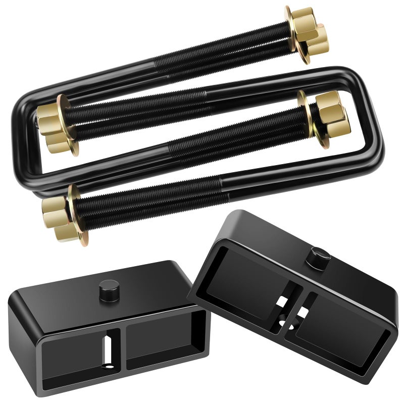 HHCSOP 2 Rear Lift Block Kits Compatible with 20072021 Chevrolet Chevy Silverado 1500 20072019 GMC Sierra 1500 2 inch Rear Leveling Kit Extended Square UBolts