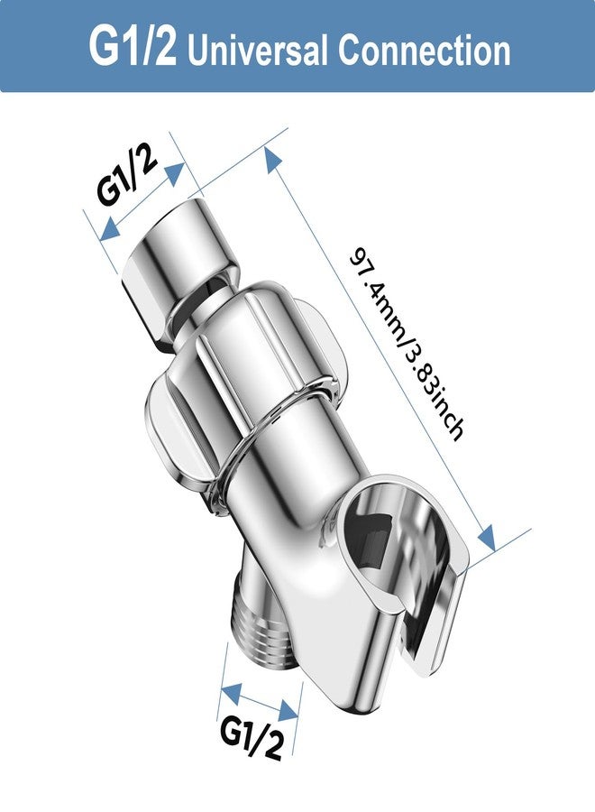 MakeFit Shower Head Holder for Handheld Shower Head, Adjustable Shower Arm Bracket with Brass Swivel Ball, 1/2 Inch IPS Female Inlet and Male Outlet, Chrome Finish - Image 3