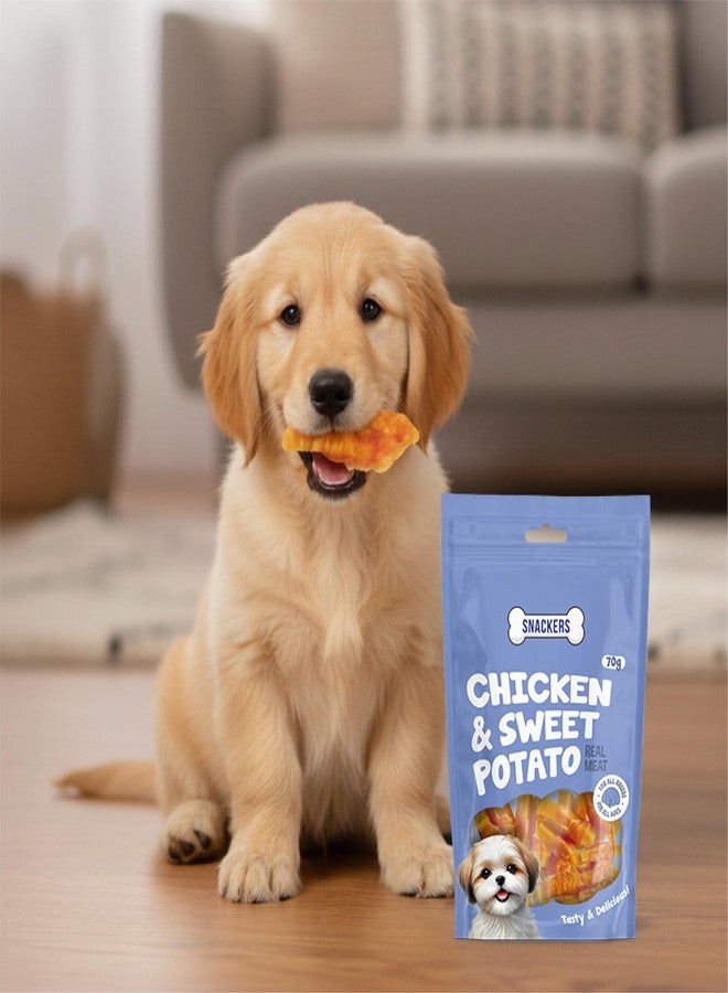 Snackers Chicken & Sweet Potato, Dog Treats Pack of 3 (70g Each) | Natural High Protein Chews for Dental Health, Strong Muscles & High Energy | Healthy & Tasty Snacks for Puppies & Adult Dogs - Image 2