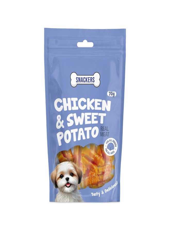 Snackers Chicken & Sweet Potato, Dog Treats Pack of 3 (70g Each) | Natural High Protein Chews for Dental Health, Strong Muscles & High Energy | Healthy & Tasty Snacks for Puppies & Adult Dogs - Image 1