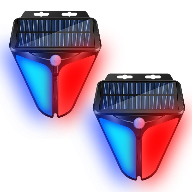 Aolyty Solar Strobe Warning Lights with 90DB Alarm Outdoor 2Pack, 4 Working Modes Solar Power Motion Sensor Alarm Light Waterproof Security Siren Light for Fence Pasture Home Farm Barn Villa Yard - Image 1