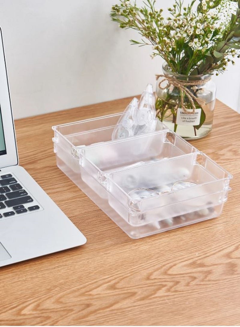 WAIR Set of 4 Space-Saving Acrylic Storage Boxes with Drawers and Organizers for Office Supplies - Clear - 3821  - Image 4