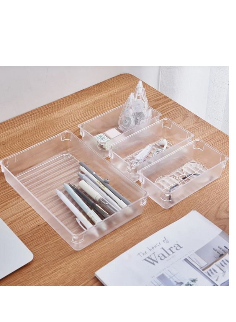 WAIR Set of 4 Space-Saving Acrylic Storage Boxes with Drawers and Organizers for Office Supplies - Clear - 3821  - Image 5