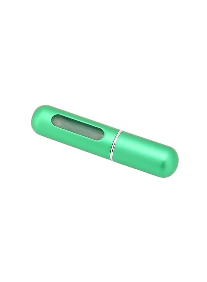 زجاجة عطر فاخرة صغيرة محمولة قابلة لاعادة الملء بسعة 5 مل ومضخة انبوبية مستديرة، زجاجة عطر فارغة لمستحضرات التجميل للسفر (اخضر غير لامع) - Image 1