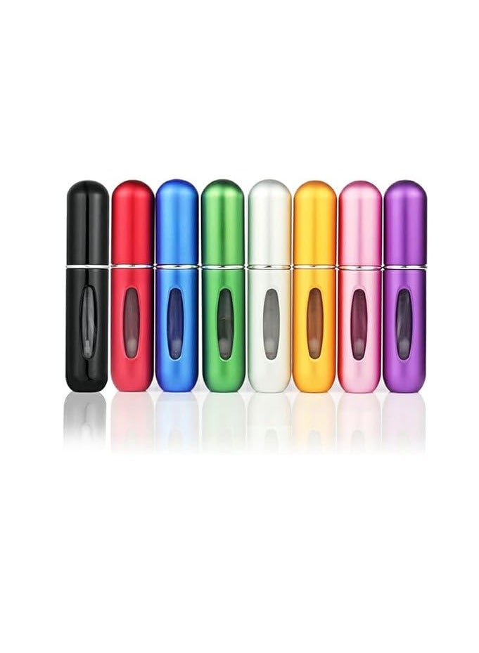 زجاجة عطر فاخرة صغيرة محمولة قابلة لاعادة الملء بسعة 5 مل ومضخة انبوبية مستديرة، زجاجة عطر فارغة لمستحضرات التجميل للسفر (اخضر غير لامع) - Image 2