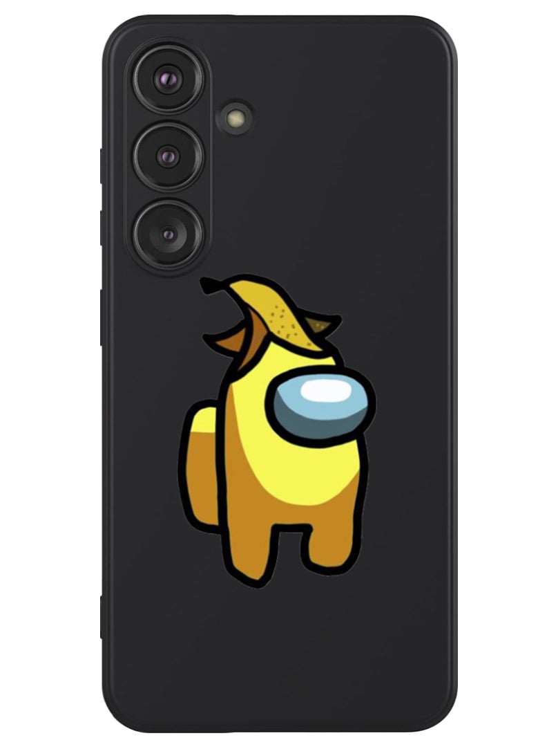 Theodor Protective Slim Fit Case Liquid Silicone Cover with Full Body Protection Anti-Scratch Shockproof Case For Samsung Galaxy S24 (Black) - Among us Banana - Image 1