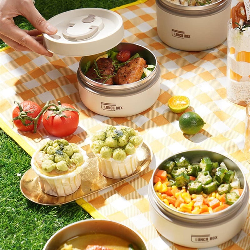 Plan A Stainless Steel Insulated Bento Lunch Box Set – Leakproof Multilayer Thermal Lunch Containers – Stackable Microwave & Freezer Safe – Suitable for Adults & Kids for School, Work, Picnic - Image 2