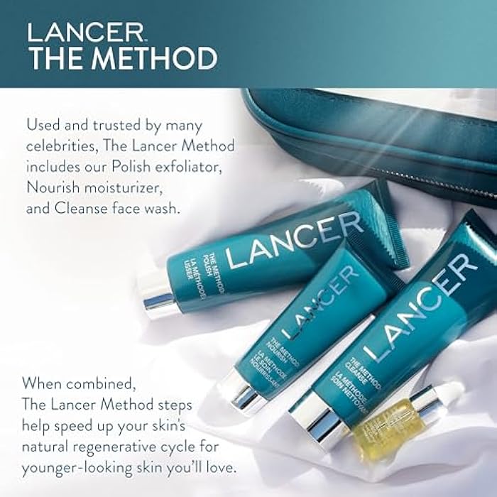 Lancer Skincare The Method Intro Kit, 3-Step Anti-Aging Facial Exfoliator, Cleanser, and Moisturizer Kit for Glowing Skin, Reveals Healthy-Looking Glowing Skin - Image 3