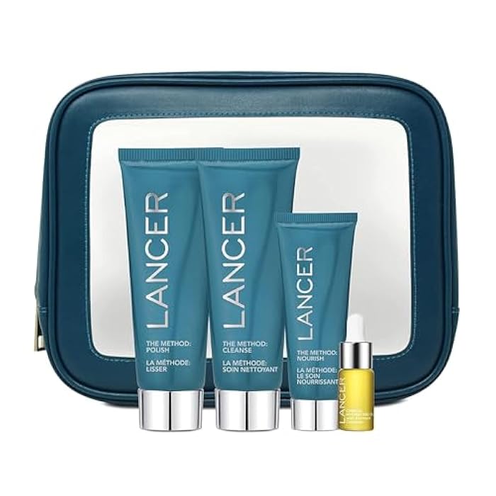 Lancer Skincare The Method Intro Kit, 3-Step Anti-Aging Facial Exfoliator, Cleanser, and Moisturizer Kit for Glowing Skin, Reveals Healthy-Looking Glowing Skin - Image 1