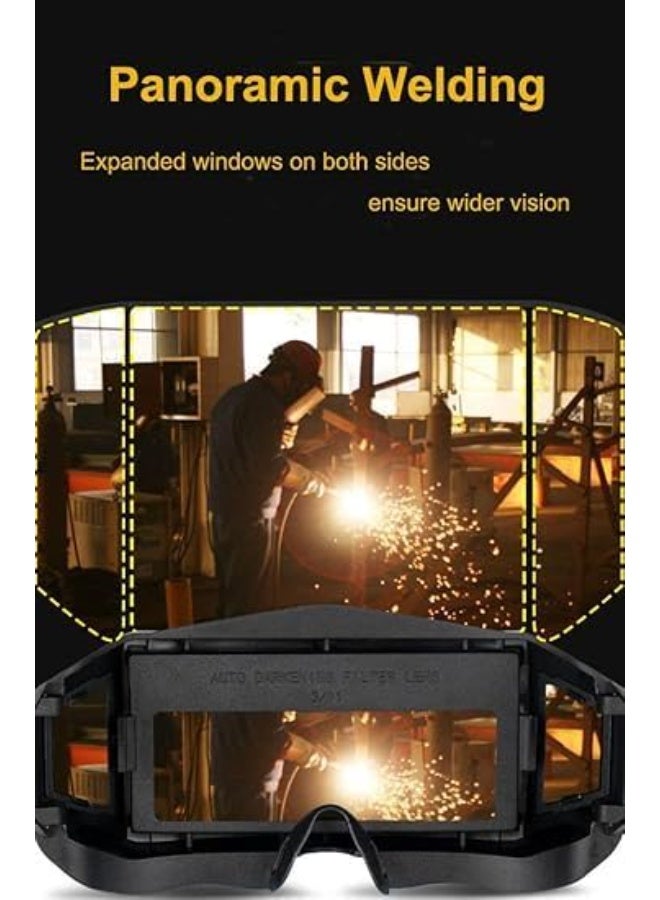 Panoramic Auto-Darkening Welding Goggles, True Color Solar-Powered Welder Glasses for TIG/MIG/Cutting/Grinding, Anti-Glare Safety Eye Protection with Wide View Lens - Image 5