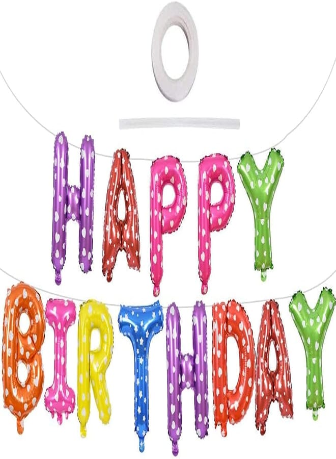 SOLDOUT™ 16 Inch Colourful Alphabet Letters Balloons Happy Birthday Party Decoration Aluminum Foil Membrane Balloon (13 PCS, Multicolor)