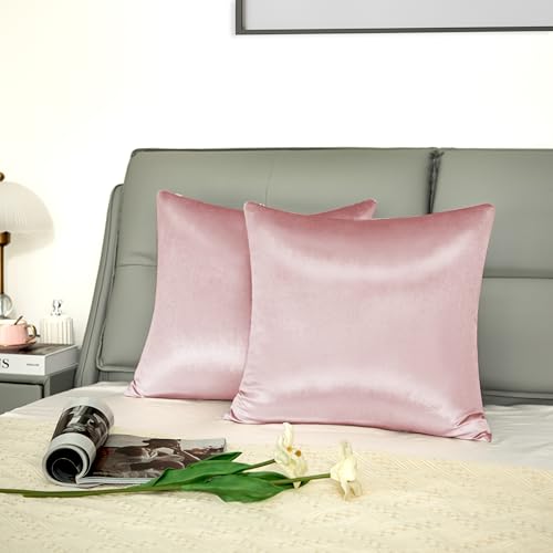 Counfeisly 2 Pack Pink Velvet Pillow Covers, 18x18 Inches Decorative Cushion Covers for Couch Sofa Bed, Super Soft and Cozy Luxury, Zippered Design - Image 4