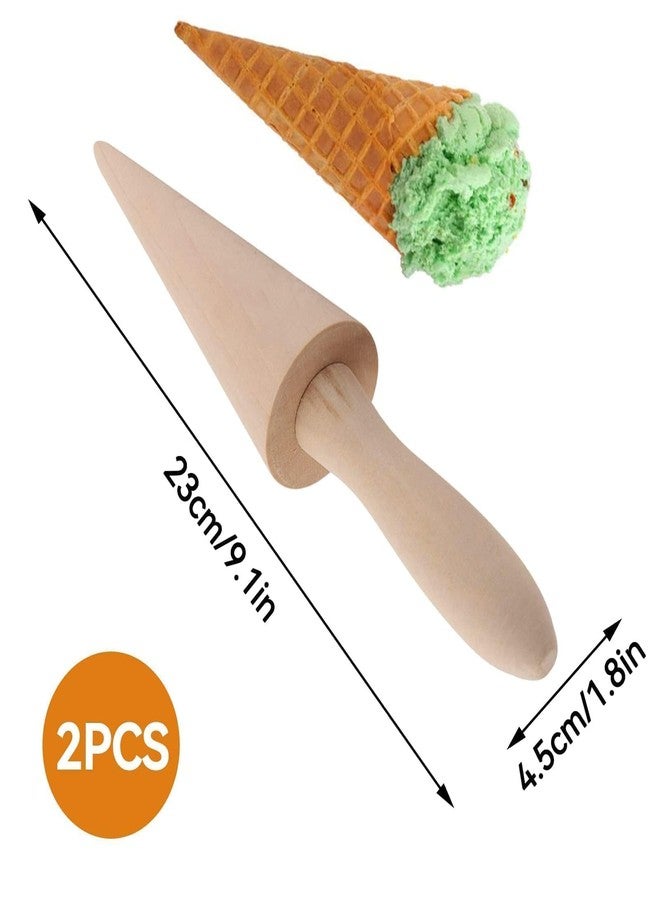Beufee 2PCS Pizzelle Roller, Ice Cream Cones Cone Roller Ice Cream Cone Mold Cone Roller for DIY Pastry Dessert Cooking Kitchen Tool Decorating Baking Accessory Wooden - Image 2