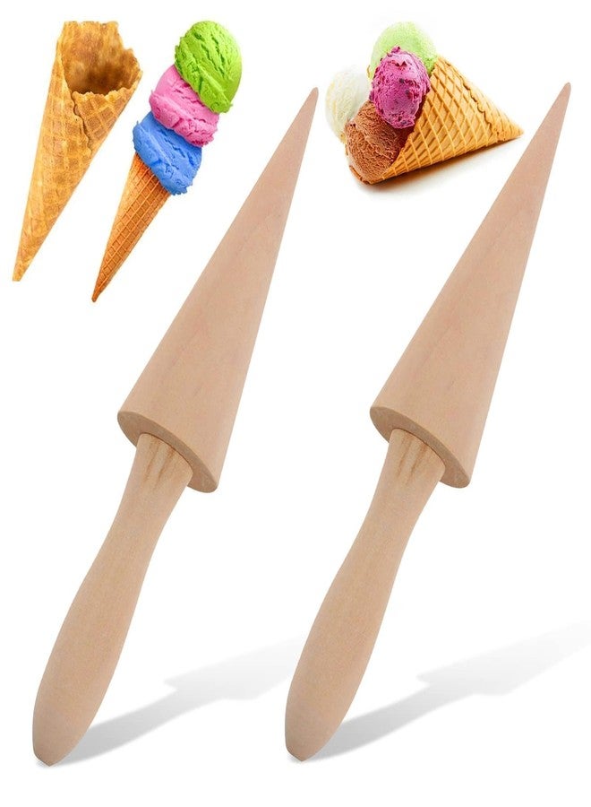 Beufee 2PCS Pizzelle Roller, Ice Cream Cones Cone Roller Ice Cream Cone Mold Cone Roller for DIY Pastry Dessert Cooking Kitchen Tool Decorating Baking Accessory Wooden - Image 1