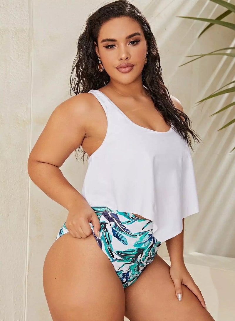 Plus Tropical Hanky Hem Bikini Swimsuit - Image 2