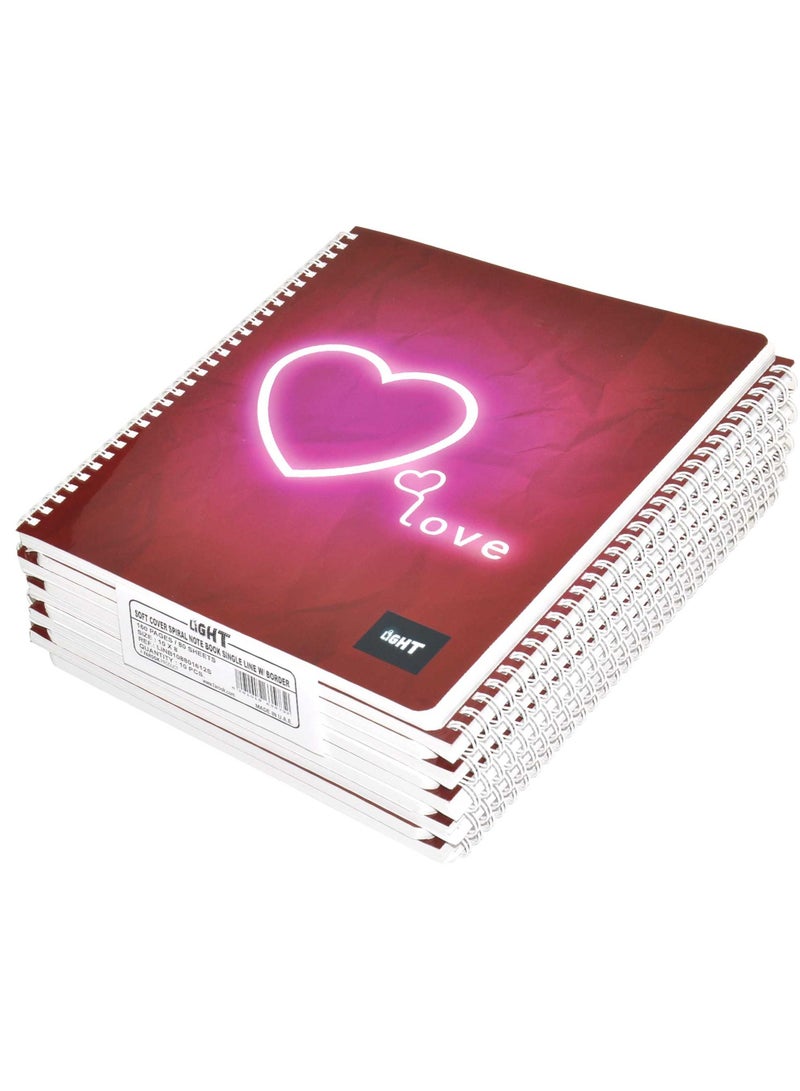 FIS LIGHT Pack of 10 Design Spiral Soft Cover Notebook, With Border, 10X8 Inches (25.4 X 20.32 Cm) 80 Sheets -LINB108801612S - Image 1