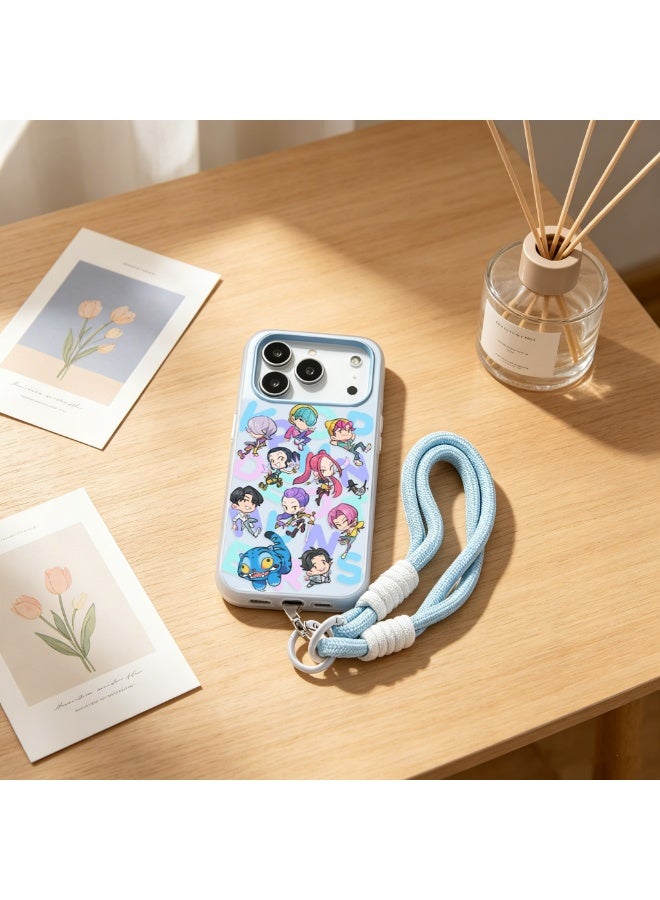 HaDoii KPop Demon Hunters Case with Lanyard for iPhone 17 Pro Max, Cute Anime Girl Squad Soft TPU Protective Cover, Shockproof Cartoon Phone Case  for Women Girls, Blue - Image 2