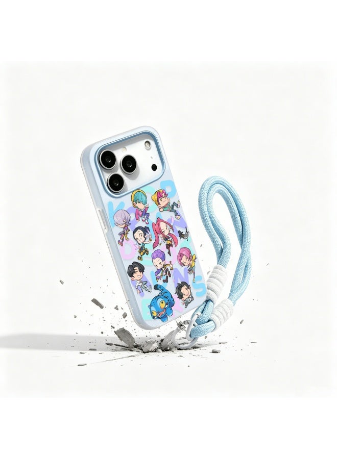 HaDoii KPop Demon Hunters Case with Lanyard for iPhone 17 Pro Max, Cute Anime Girl Squad Soft TPU Protective Cover, Shockproof Cartoon Phone Case  for Women Girls, Blue - Image 5