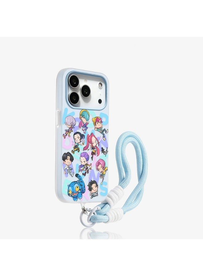 HaDoii KPop Demon Hunters Case with Lanyard for iPhone 17 Pro Max, Cute Anime Girl Squad Soft TPU Protective Cover, Shockproof Cartoon Phone Case  for Women Girls, Blue - Image 1