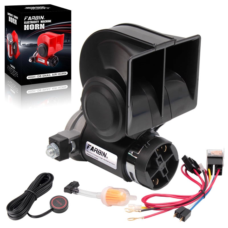 FARBIN Air Horn for Truck,Compact Train Horn,Electric Car Horn 12V 150db Super Loud with Wiring Harness and Push Button Switch for Any 12V Vehicles - Image 1