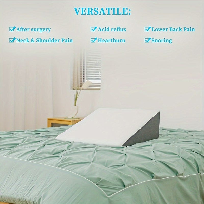 Gray White Wedge Pillow For Back And Leg Support Sleep Apnea Pregnancy Acid Reflux GERD Heartburn And Snoring Prevention With Removable Cover - Image 5