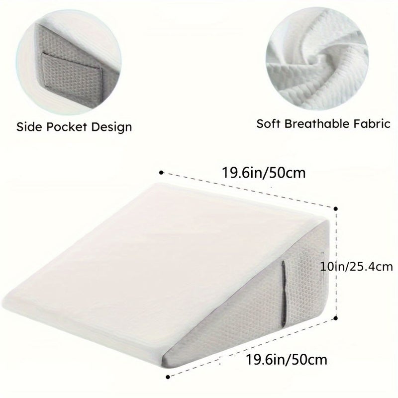 Gray White Wedge Pillow For Back And Leg Support Sleep Apnea Pregnancy Acid Reflux GERD Heartburn And Snoring Prevention With Removable Cover - Image 4