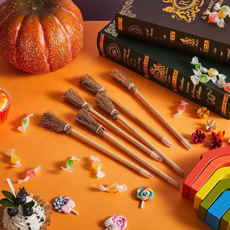klarako 12 Pieces Witch Broom Pencils for Halloween Broomstick Ballpoint Pencils Halloween Party Favors Witch Broom Prop Writing Pencils for Kids Teens Classroom Supplies - Image 4