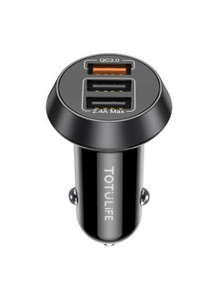 Totulife SMART Series Car Charger QC + USBx2 - Black  - Image 2