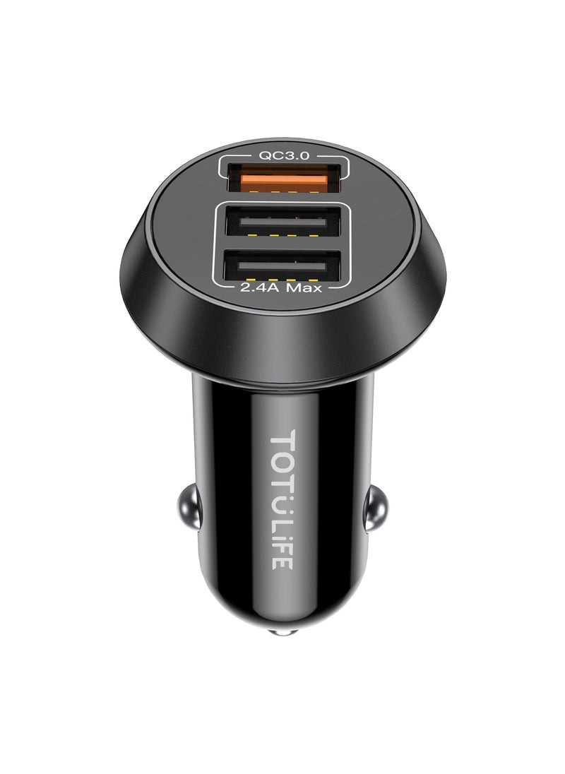 Totulife SMART Series Car Charger QC + USBx2 - Black  - Image 2