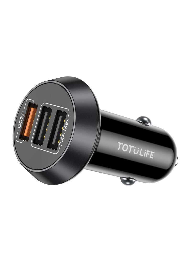 Totulife SMART Series Car Charger QC + USBx2 - Black  - Image 3