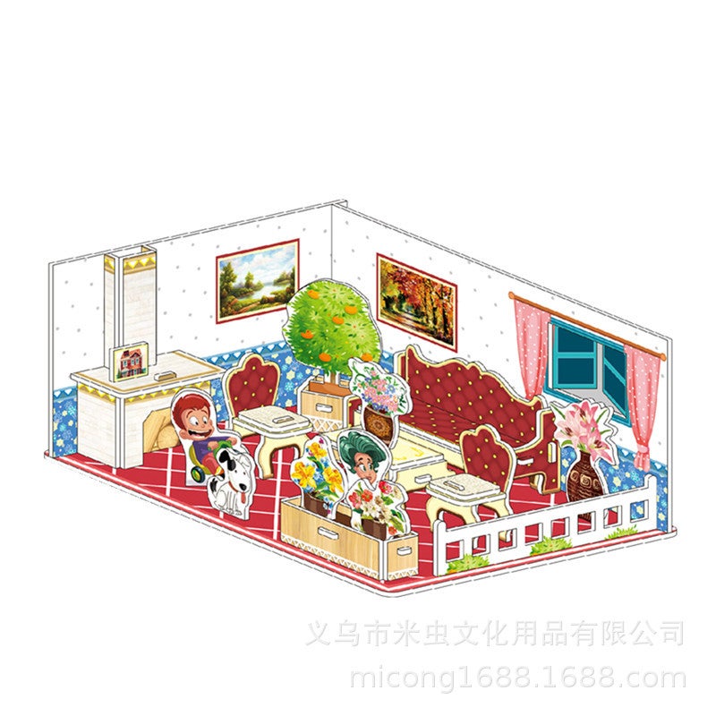3D Three-Dimensional Puzzle Children'S Parent-Child Toy Building House Handmade Puzzle Paper Model Gift Assembly Interaction - Image 1