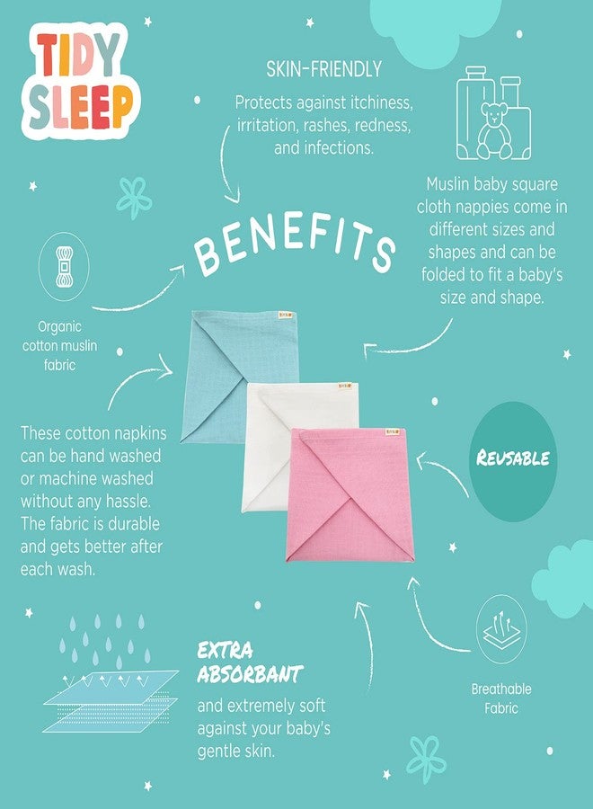 TIDY SLEEP Muslin Cotton Baby Square Cloth Nappy for Baby| Reuseable Washable Nappy (0-12 Months) - Image 5