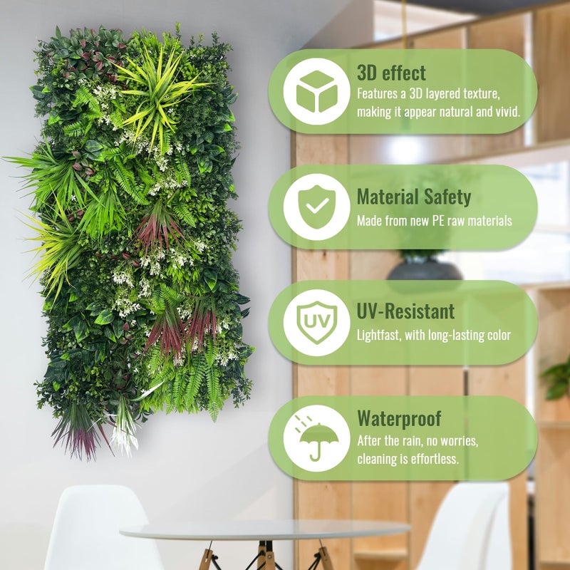 ODTORY Artificial Hedge Grass Wall Panel: 40" x 20" UV-Anti Faux Boxwood Ivy Greenery Backdrop, Fake Green Plant Fence for Indoor & Outdoor Privacy Screen and Home Decor - Image 4