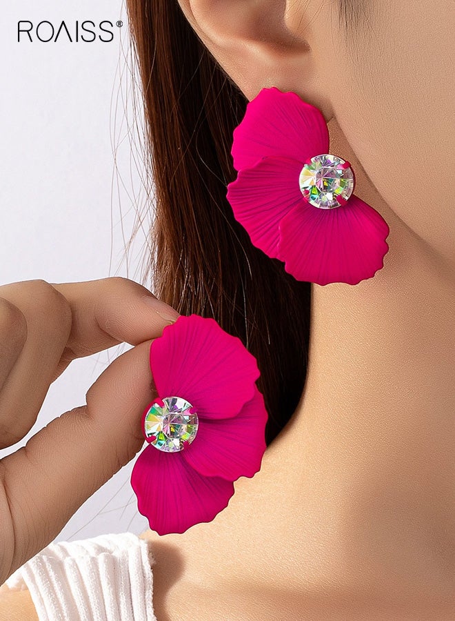 رويس أقراط نسائية مبالغ فيها من الزركون، أقراط زهور معدنية عصرية جديدة، أقراط جريئة متألقة، بيان عتيق للحفلات الزفافية الأنيقة، خفيفة الوزن، هدية فاخرة لها - Image 1