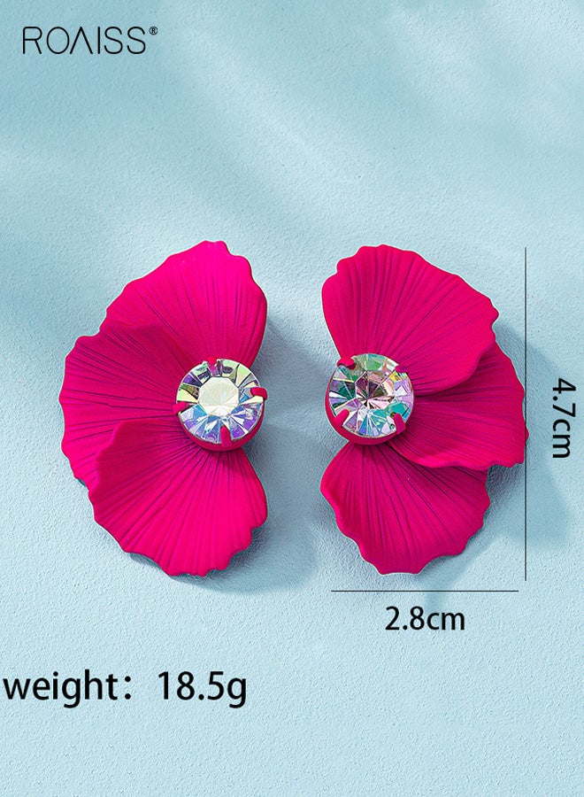 رويس أقراط نسائية مبالغ فيها من الزركون، أقراط زهور معدنية عصرية جديدة، أقراط جريئة متألقة، بيان عتيق للحفلات الزفافية الأنيقة، خفيفة الوزن، هدية فاخرة لها - Image 4