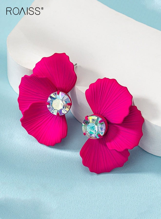 رويس أقراط نسائية مبالغ فيها من الزركون، أقراط زهور معدنية عصرية جديدة، أقراط جريئة متألقة، بيان عتيق للحفلات الزفافية الأنيقة، خفيفة الوزن، هدية فاخرة لها - Image 5