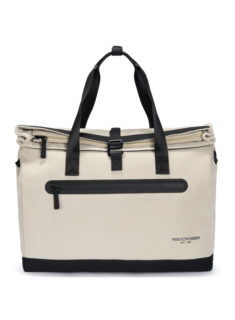 TOM CRUISER 18.1-Inch Casual Weekender Travel Bag, Water-Resistant Polyester Overnight & Gym Bag with Trolley Sleeve, Removable Strap, Front Zip Pocket & Interior Organizer, Beige - Image 1
