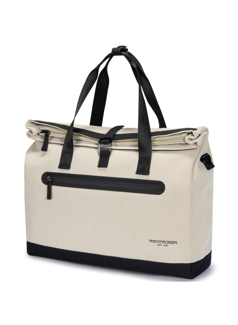 TOM CRUISER 18.1-Inch Casual Weekender Travel Bag, Water-Resistant Polyester Overnight & Gym Bag with Trolley Sleeve, Removable Strap, Front Zip Pocket & Interior Organizer, Beige - Image 2